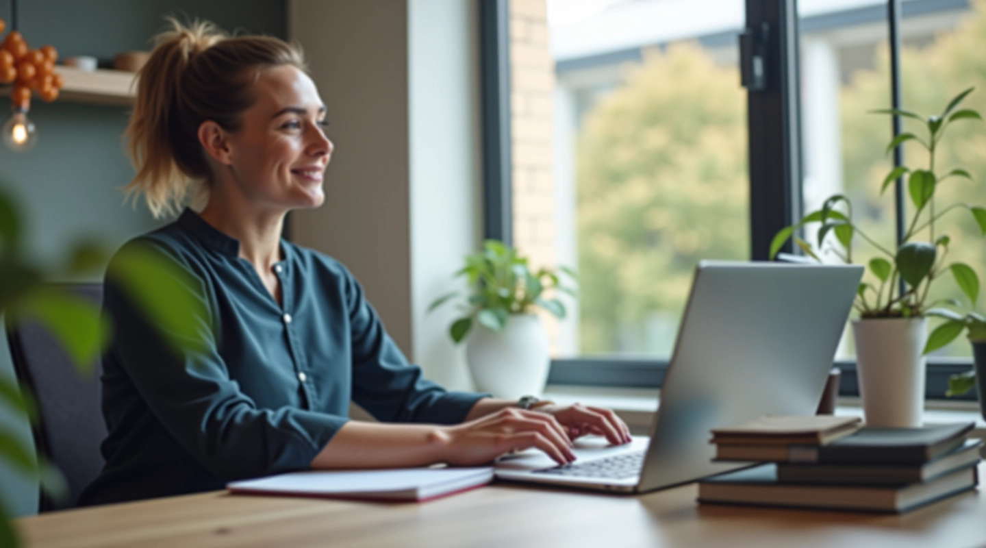 Ondernemer werkt aan crowdfunding campagne op laptop met notities