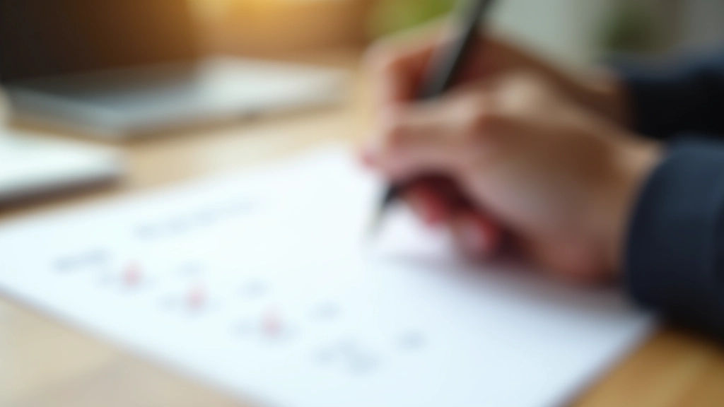 Close-up van handen die feedback notities schrijven op papier met lijstjes en aantekeningen