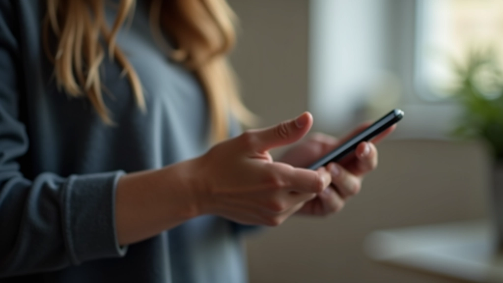 Persoon die door smartphone scrollt en verschillende campagneafbeeldingen bekijkt, close-up van scherm