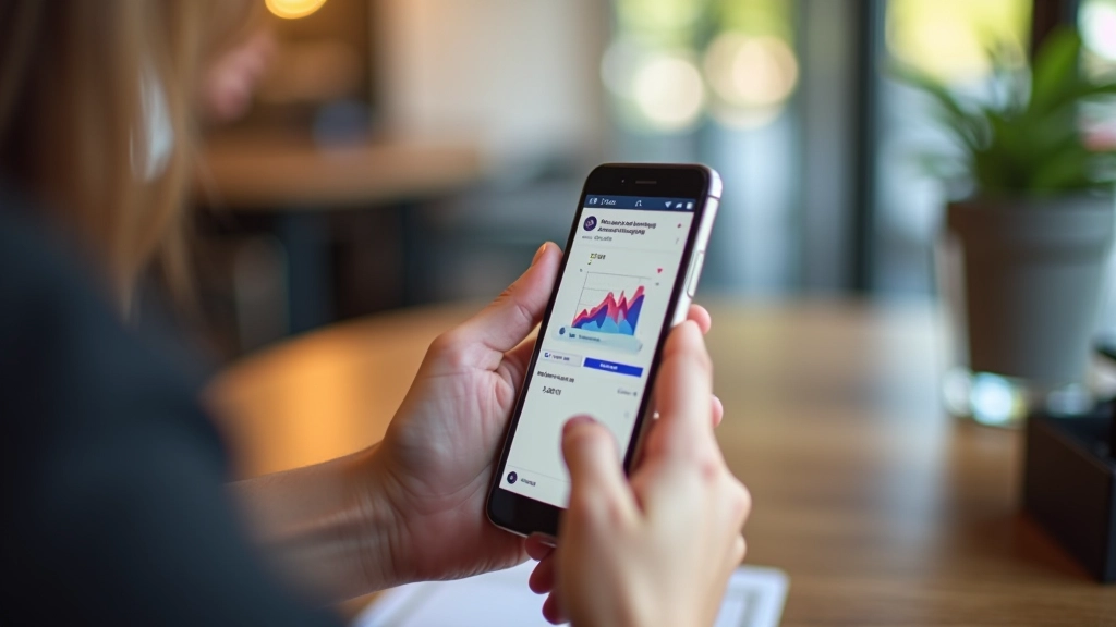 Smartphone scherm met sociale media-app en engagement-statistieken zichtbaar