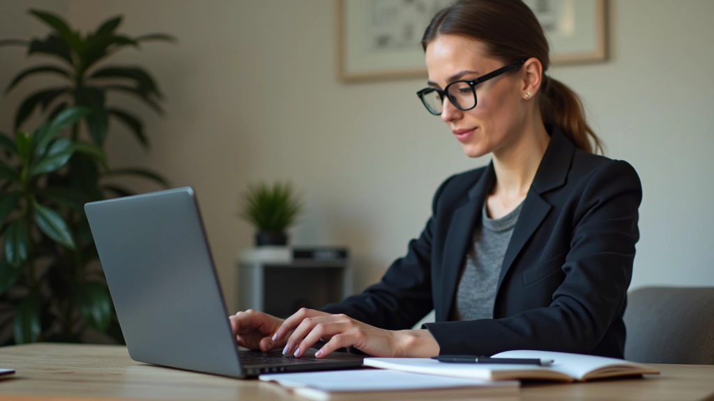 Persoon aan laptop voert videogesprek met potentiële klant, notities op scherm zichtbaar